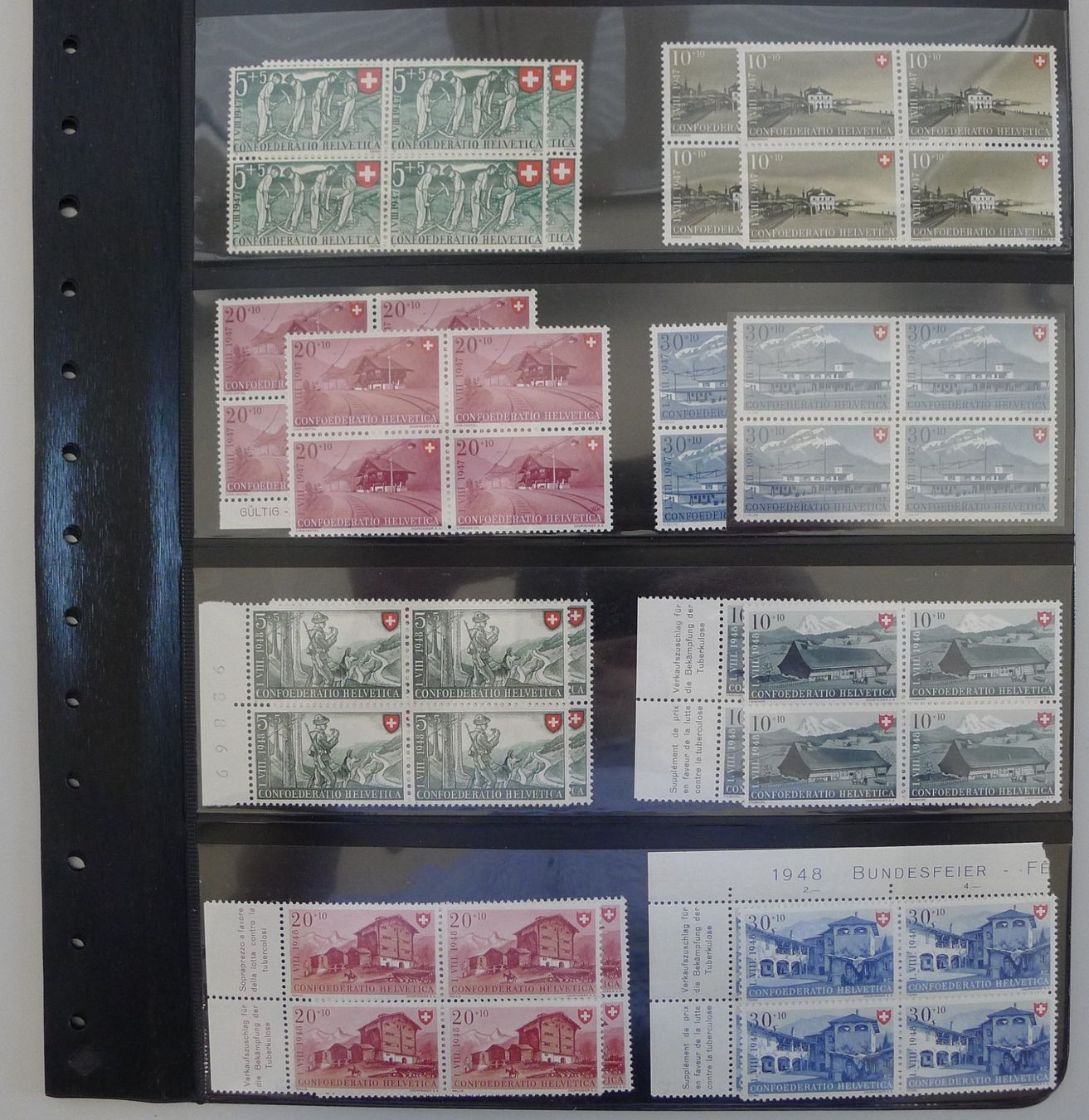 Tous les timbres: 1938-1963, PP-Viererblock-Sammlung postfrisch **, Kat:5000.- – D'occasion à Sursee par Luzernerraute 5