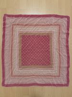Schweizer Handdruck Seidentuch, rot-rosa, Top Zustand!