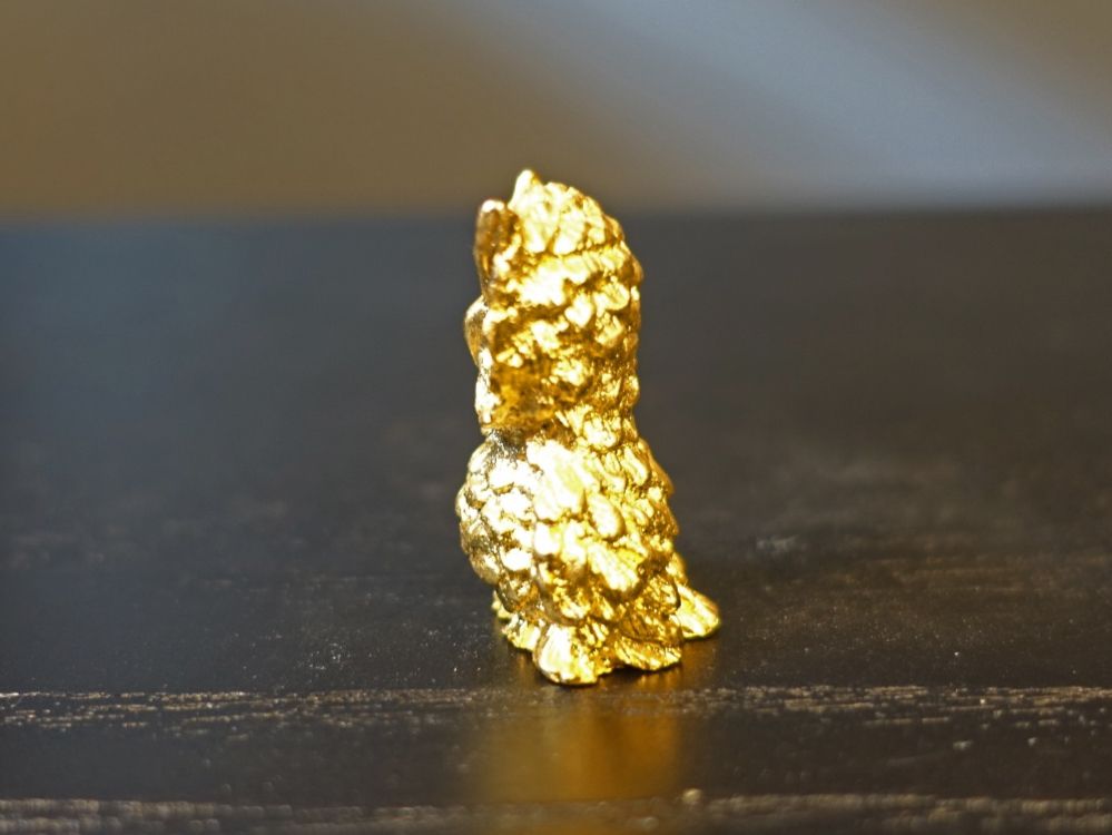 Statuette: Kleine, goldige Eule aus Metall – Usato da Russikon venduto da Eulenfeder 2