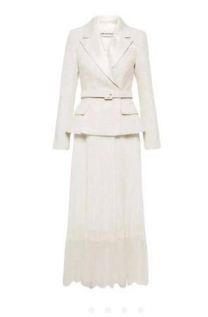Self Portrait Damen Weiss Gr S Blazer Rock Pleated