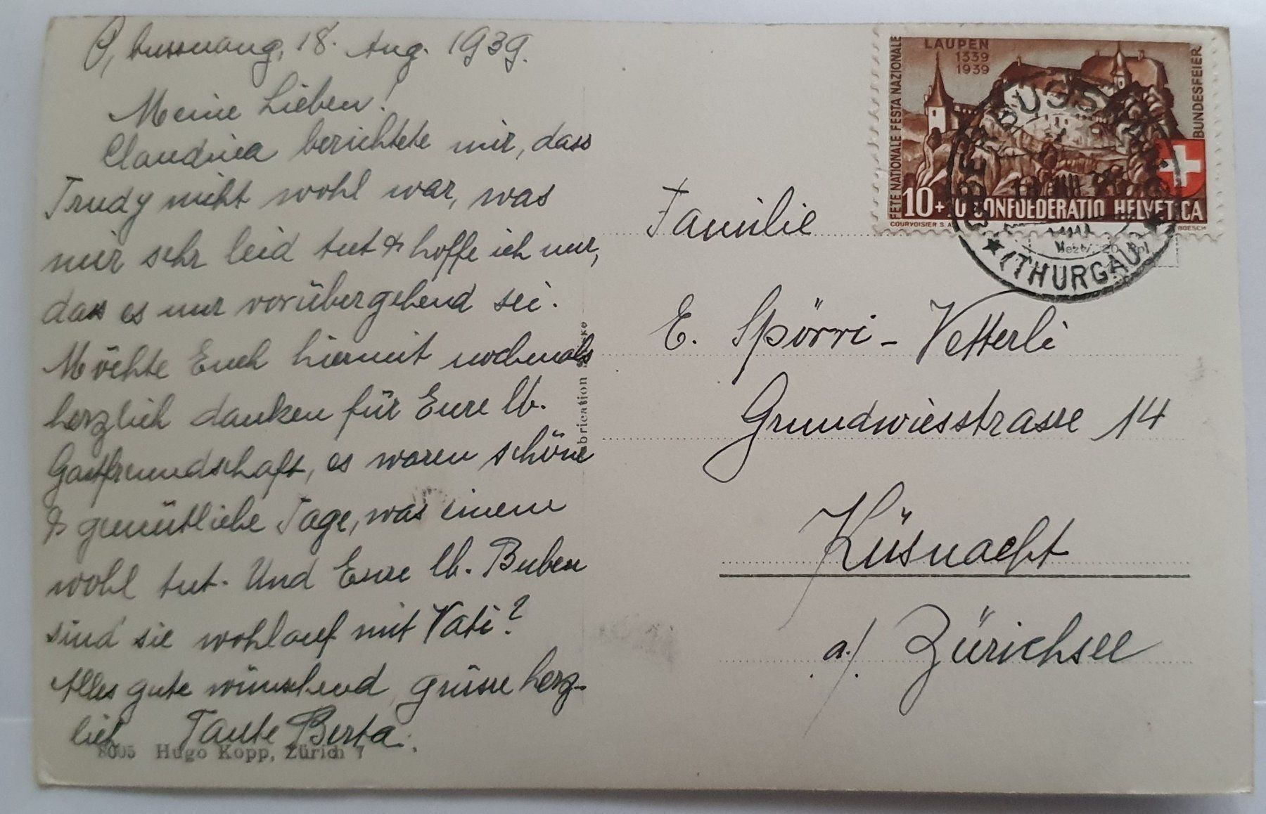 Cartoline postali: Oberbussnang 1939 – Usato da Kreuzlingen venduto da Rschweiz1 1