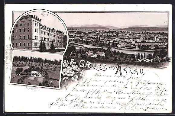 Ansichtskarten: Litho Aarau, Alpenzeiger, Kaserne, Gesam – Gebraucht aus Berlin von bartko-reher