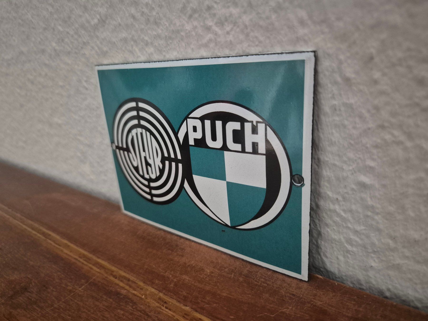 Puch Insegne: Emailschild Puch Steyr Halfinger Werkstatt Emaille Schild – Nuovo (secondo la descrizione) da Schaffhausen venduto da pfanis09 3
