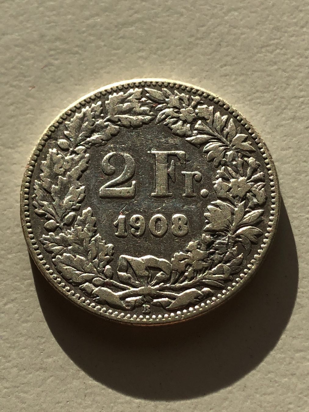 Alle Münzen: 2 Fr. 1908 – Gebraucht aus Schötz von Odpa