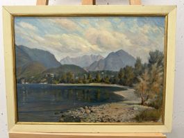 Original Ölgemälde, Hans Schamböck Seeufer Szene