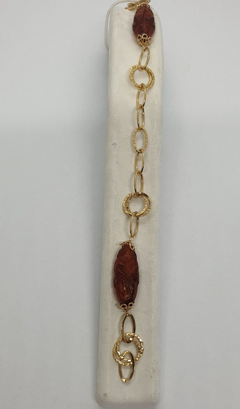 Bracciali & Braccialetti: Echt 18K Gold - Bernstein Armband – Usato da Luzern venduto da Luzern-Goldhaus