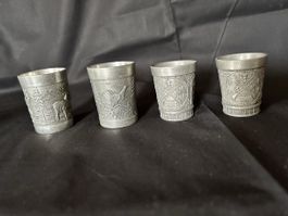 Vintage Pewter Shot Glasses set of 4 hunting motif