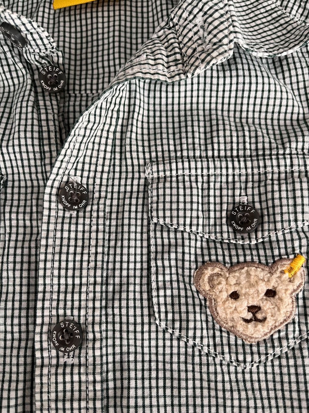 Steiff Camicie, Top & T-shirt: Steiff Hemd Gr. 80 grün-weiss kariert – Nuovo e nell'imballaggio originale da Wohlen AG venduto da kissne4 1
