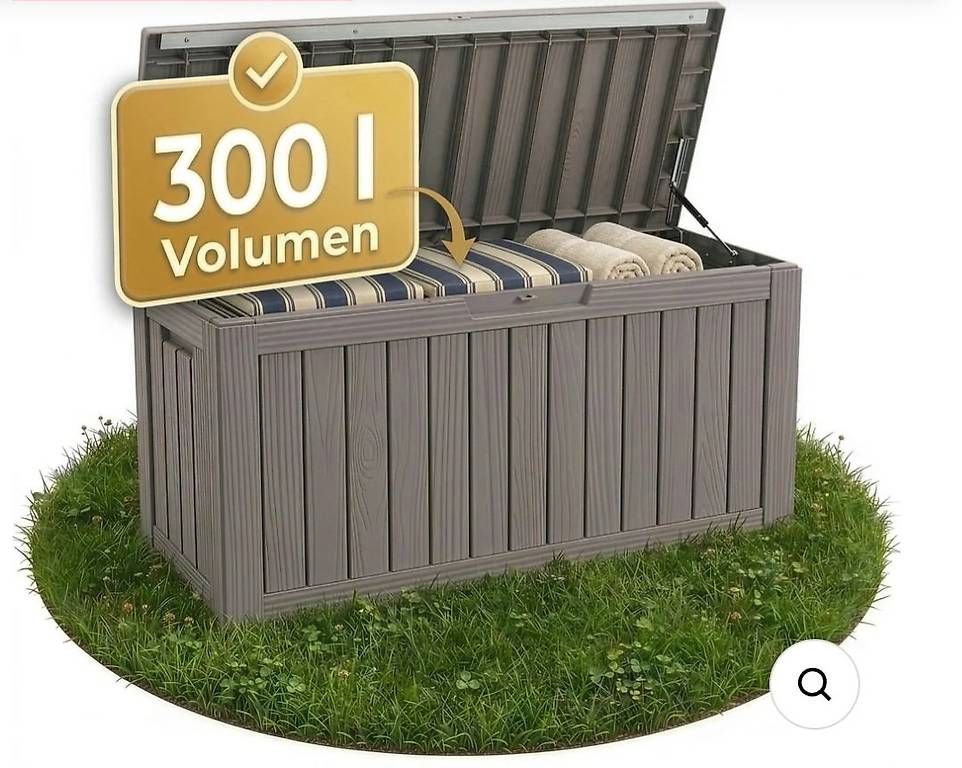 Auflagenboxen: Wetterfeste Gartenbox 300l Anthrazit/Holzoptik – Gebraucht aus Birmenstorf AG von man_6v69