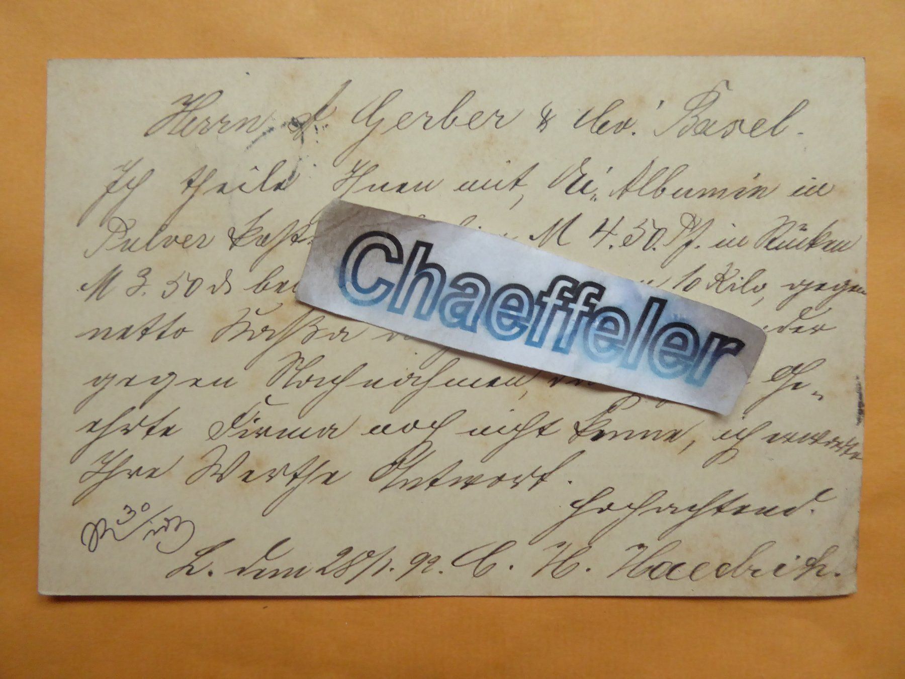 Alle Briefmarken: Postkarte  1892 – Gebraucht aus Zürich von Chaeffeler 1