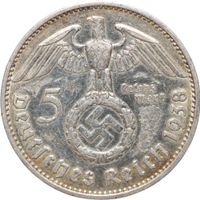 Deutschland 5 Reichsmark Paul von Hindenburg 1938 F
