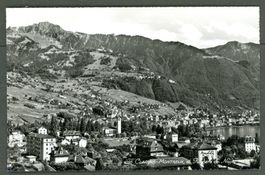 AK sw Clarens- Montreux VD mit Rochers de Naye ≈ 1960 