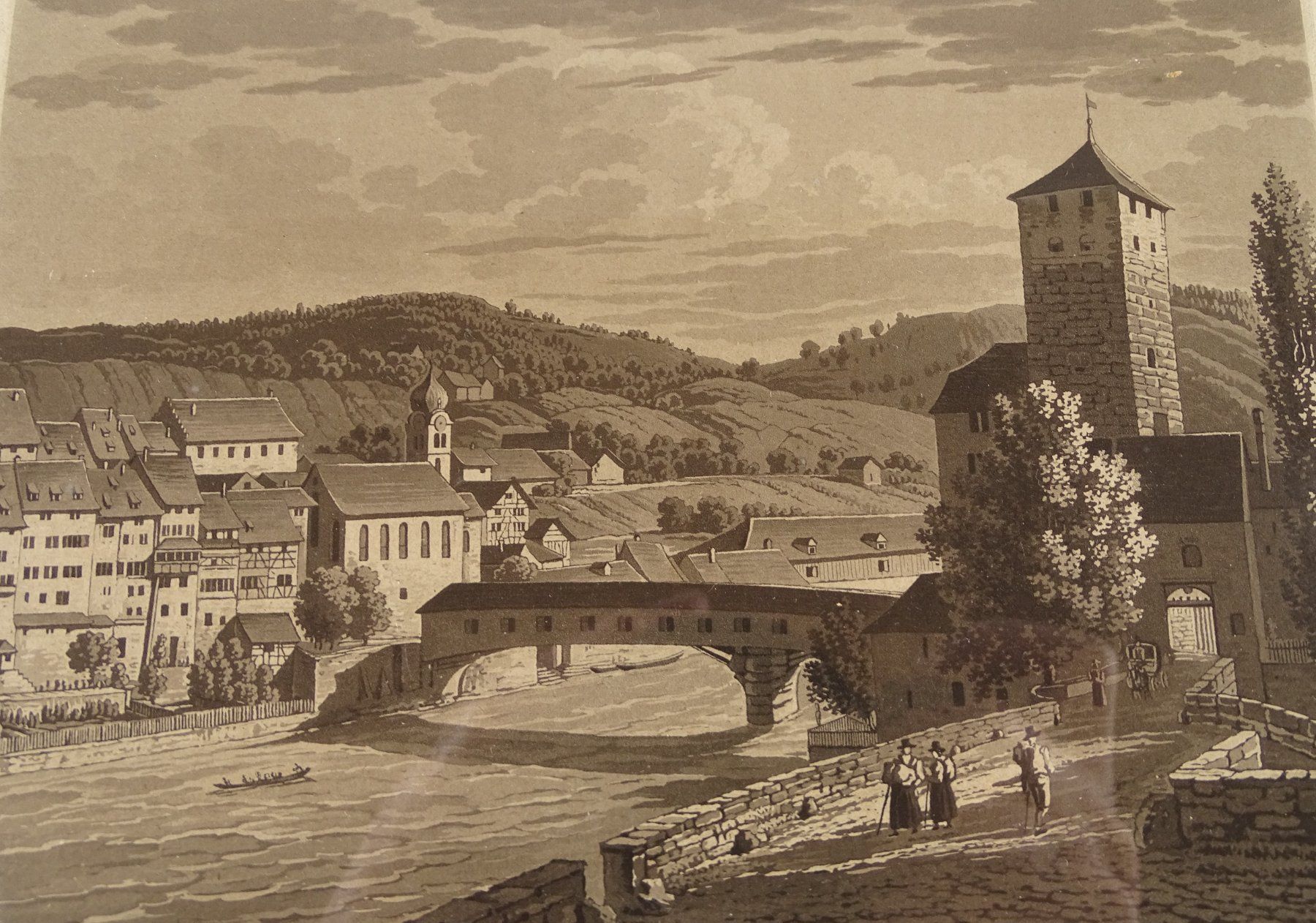 Incisioni: EGLISAU, AQUATINTA 1829 – Usato da Grüningen venduto da Kartensammler 2