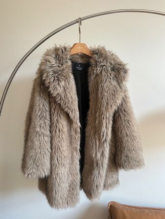 Faux Fur Coat Grey size S new with tags
