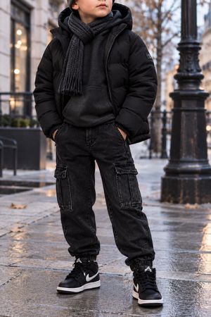 PANTALON CARGO NOIR POUR ENFANT