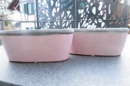 2 Terracotta-Cachepots 24 x 10 x 10 cm