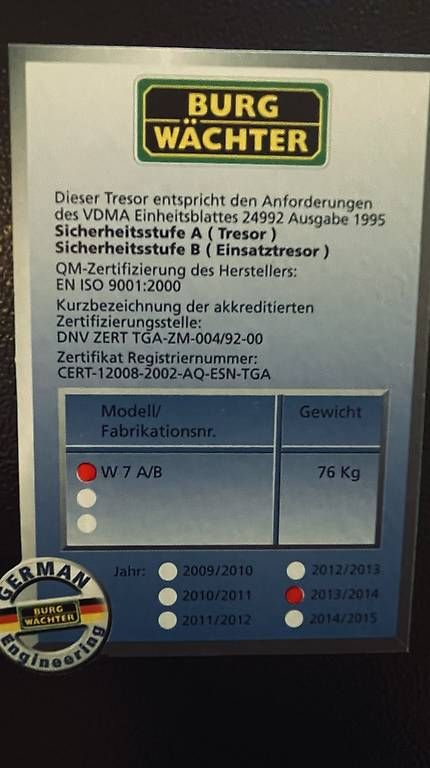 Casseforti: Burg Wächter Tresor W7A/B – Usato da Beckenried venduto da ath_9qz5 3