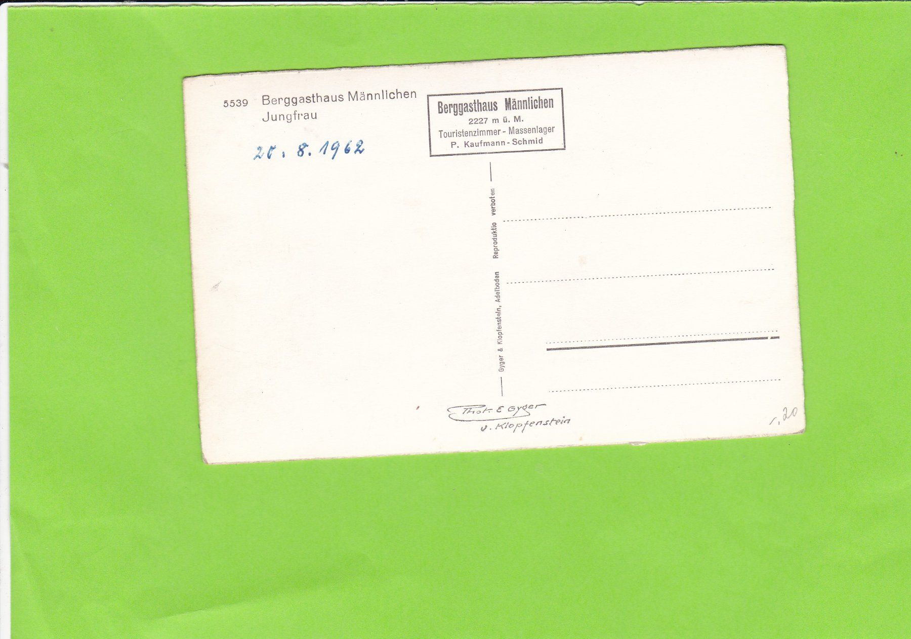 Cartoline postali: Berggasthaus Männlichen – Usato da St. Peterzell venduto da neckertal 1
