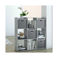 NOVE Raumteiler 105x105cm - Grau/Beton - Paravent - Regal