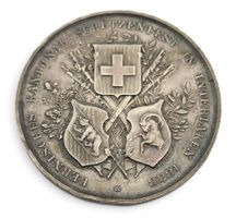 Schützenmedaille Interlaken 1888 Berne Silber Hugues Bovy