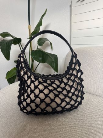 Tasche Netzoptik schwarz mit Henkel