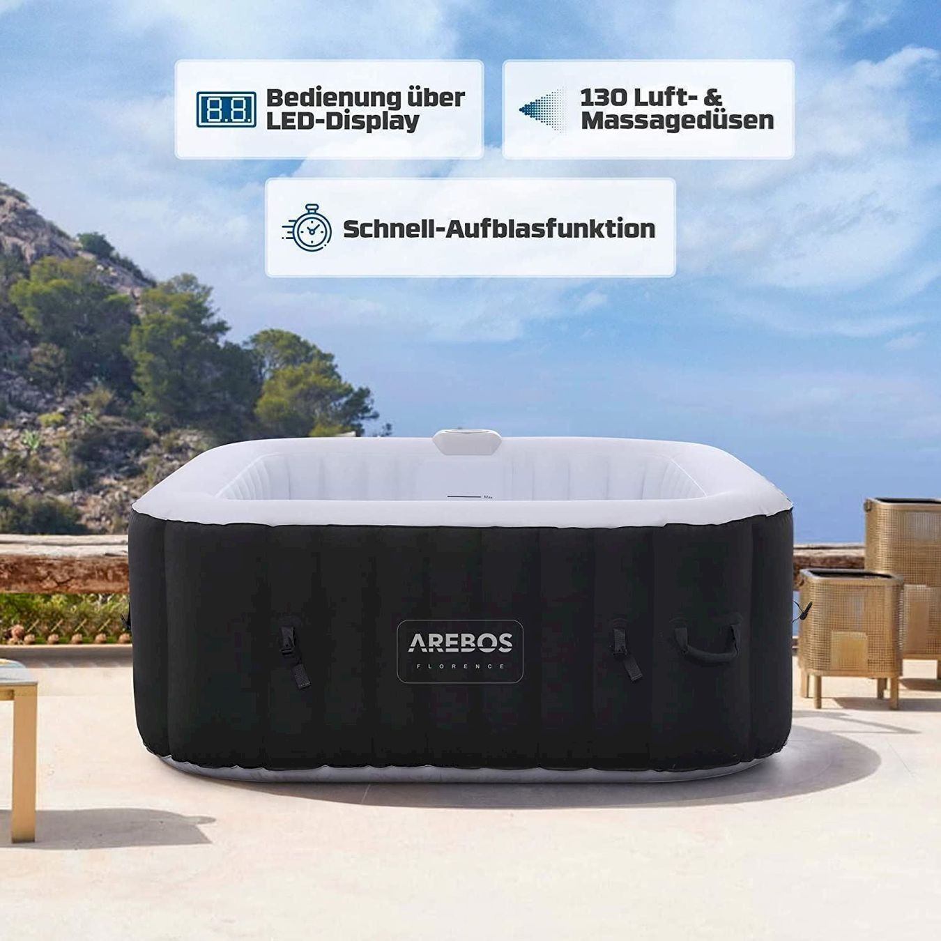 Whirlpool: Arebos Florence Whirlpool Spa 154x154cm – Nuovo e nell'imballaggio originale da Bottighofen venduto da zaap 3