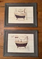 2er Set Vintage Badezimmer Bilderrahmen "Monsieur/Madame"