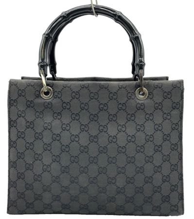 Gucci GG Canvas Tote Bag – Black with Bamboo Handles