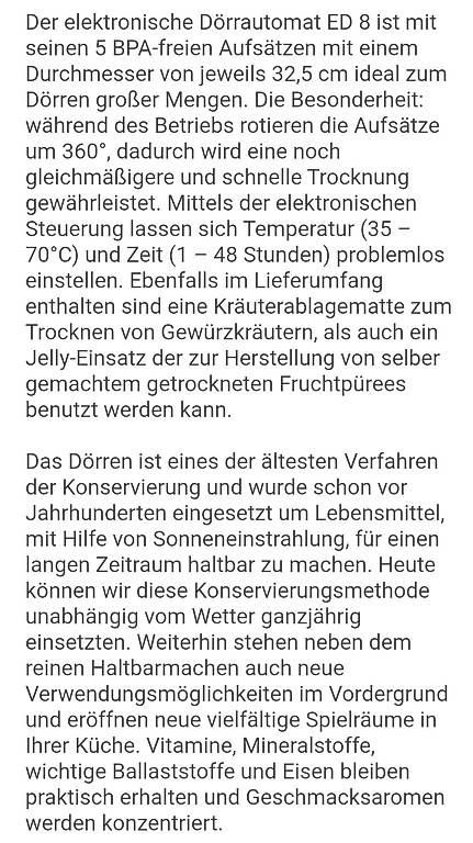 Appareils de cuisine: Dörrautomat Steba Germany ED8 – D'occasion à Inwil par aehrl 2
