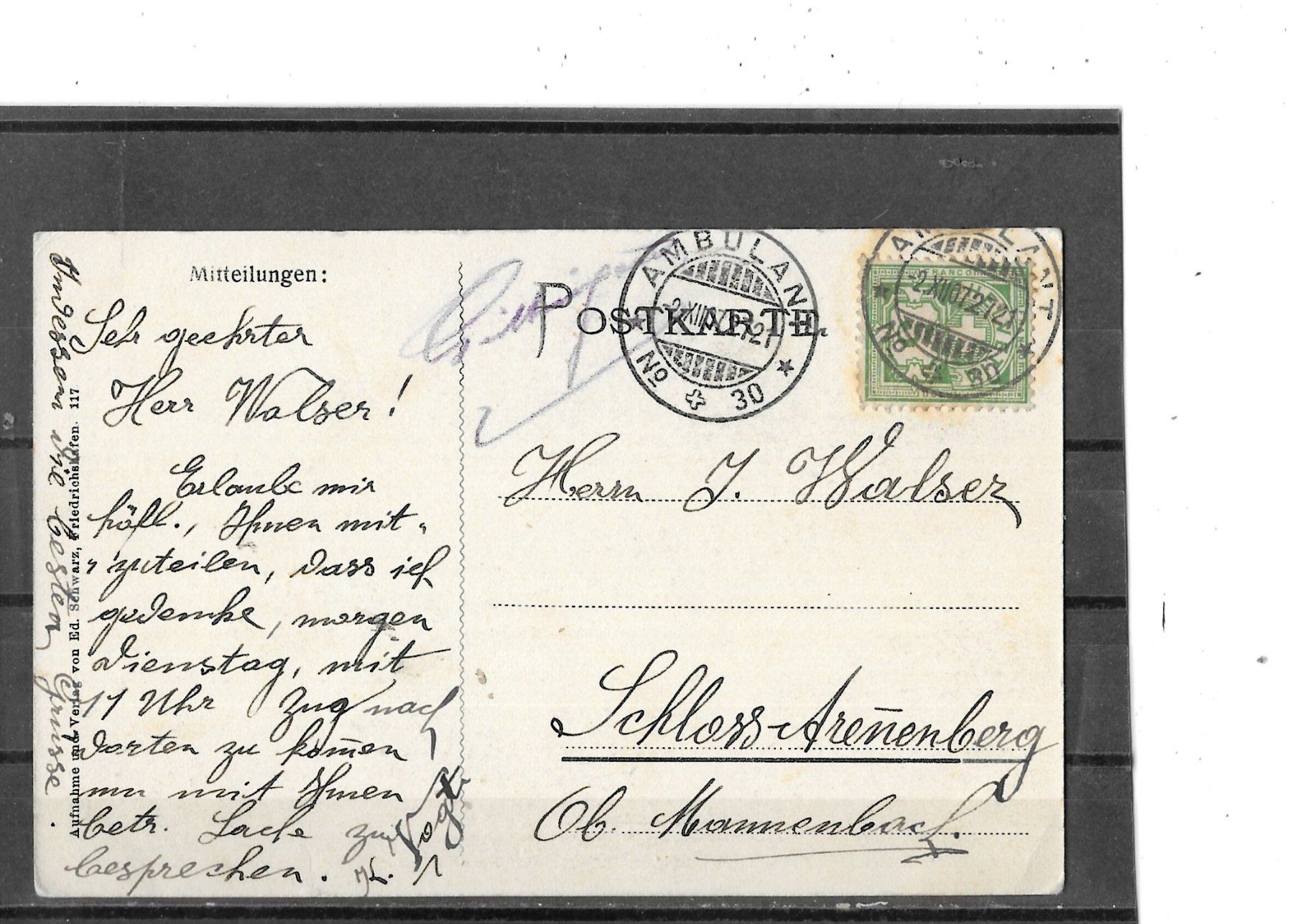 Cartoline postali: Luftschiff Graf Zeppelin 1907 – Usato da Schocherswil venduto da Wilare 1