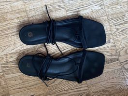 Toteme black nappa leather flat sandals