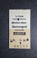 Altes Bahnticket 12.7.88 Stalden-Saas Gornergrat via Zermatt