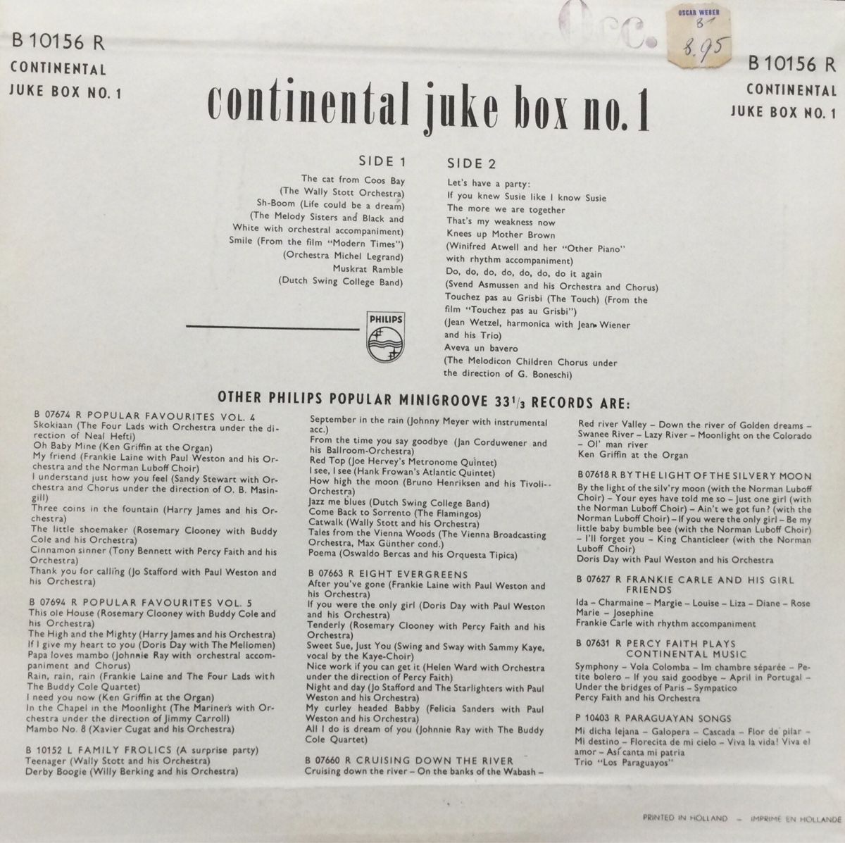 Schallplatten: Schallplatte: Continental Juke Box No. 1 – Gebraucht aus Oftringen von Waltereg 1
