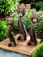 3er Set Holzkatzen, Deko Katzenfiguren, Handarbeit, Top!