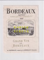 Etikette - Bordeaux supérieur 1957 /bd