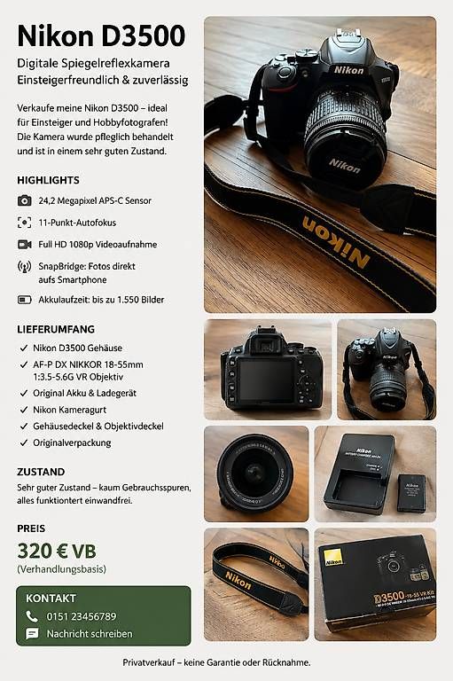 Fotocamera: Nikon D3500 – Usato da Winterthur venduto da jen_6bzw
