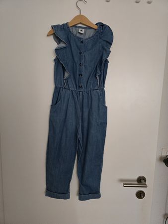Girls' Denim Ruffle Jumpsuit - Petit Bateau -  ☀️ 