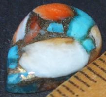 Cabochon L-2685 – Auster Kupfer Türkis Birne ca.14x10 mm