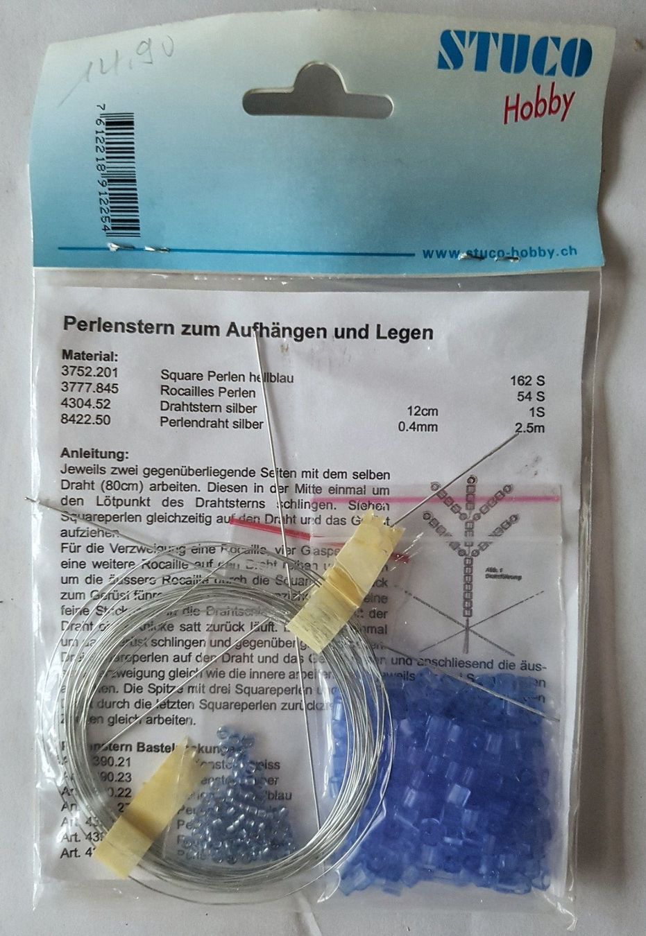 Kit bricolage: Bastelpackung Perlensterne hellblau oder weiss – Nuovo e nell'imballaggio originale da Dürrenäsch venduto da Bastelnde 2