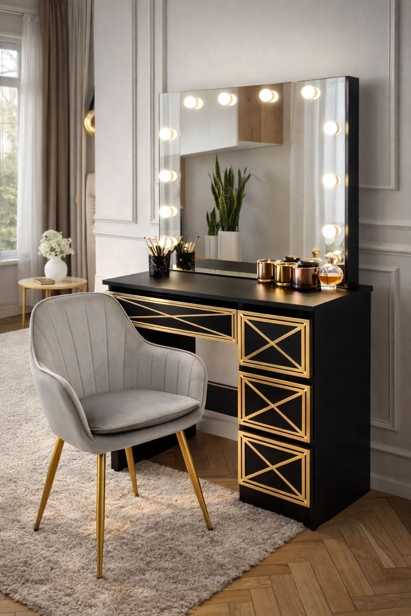 Tavoli da trucco: Schminktisch SET Modern Black – Nuovo e nell'imballaggio originale da St.Gallen venduto da eleganter