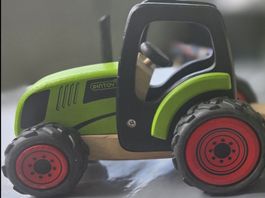 Wooden Tractor Toy W/ Trailer - Great for Summer Play!