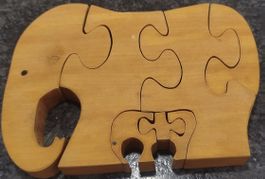 Puzzle Éléphant en Bois Vintage  - Jouet