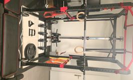 Home-Gym komplett: Power Rack mit Latzug, 210 kg Gewichte, B