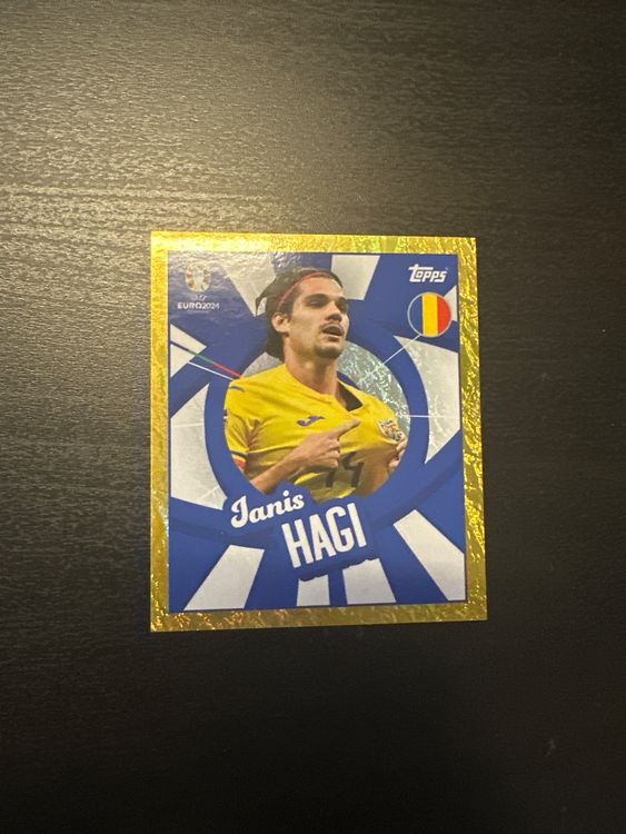 Autocollant Topps Euro 2024 Gold Foil – Ianis Hagi (Roumanie) N°3 – Swiss Edition