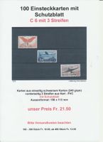 100 Einsteckkarten mit Schutzblatt, C 6 mit 3 Streifen