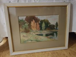 Bild Aquarell E. Locher aus alten Zeiten traumhaft