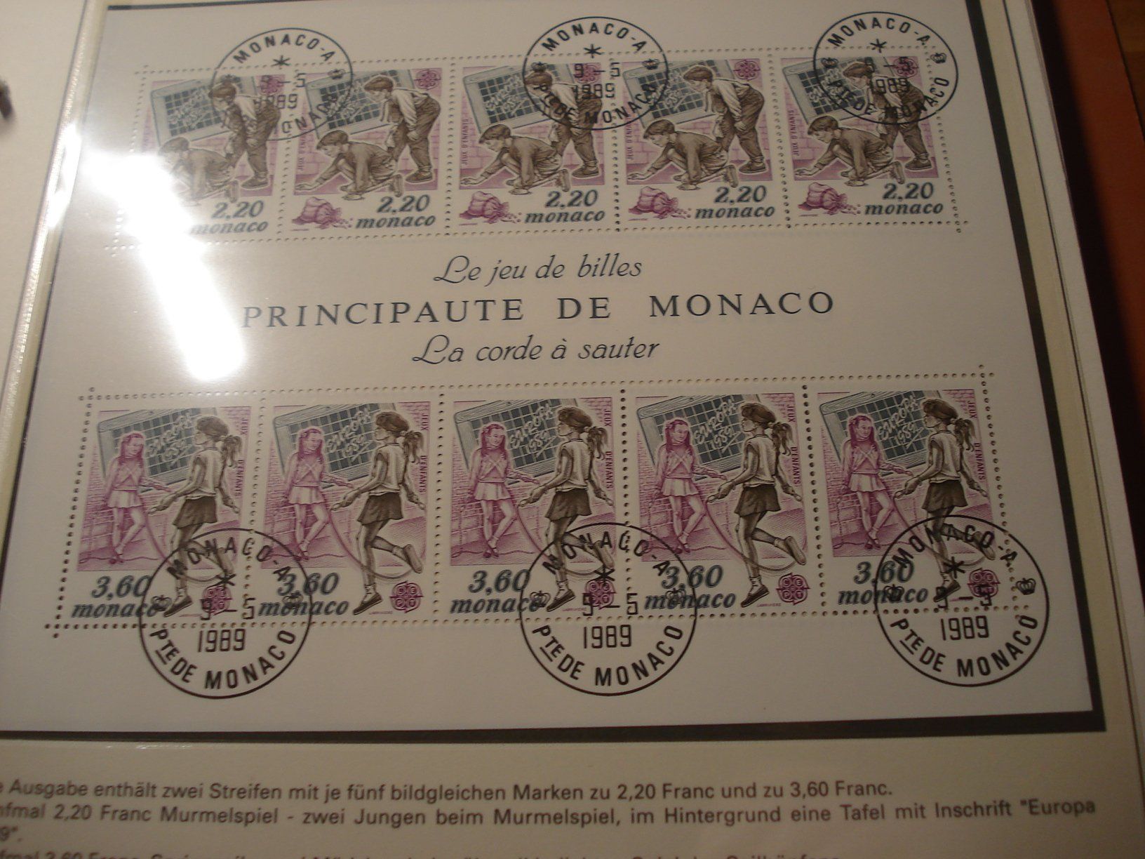 Tutti i francobolli: Monaco Bogen 1989, Kinderspiele, ** und  ET-o – Usato da Niederwil AG venduto da morostahu 1