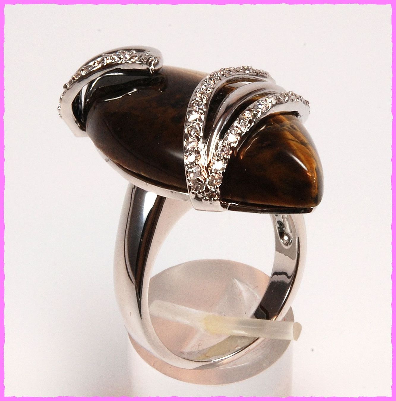 Anelli: Wow, grosser Ring mit echtem Tigerauge Stein – Nuovo e nell'imballaggio originale da Oberglatt ZH venduto da Diamond-Girl 1