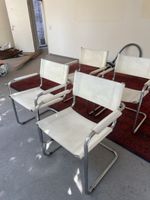 4 Stuehle Metall Leder Weiss gute Zustand