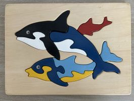 Holzpuzzle Meeresbewohner mit Orca  und Fischen guter Zustan
